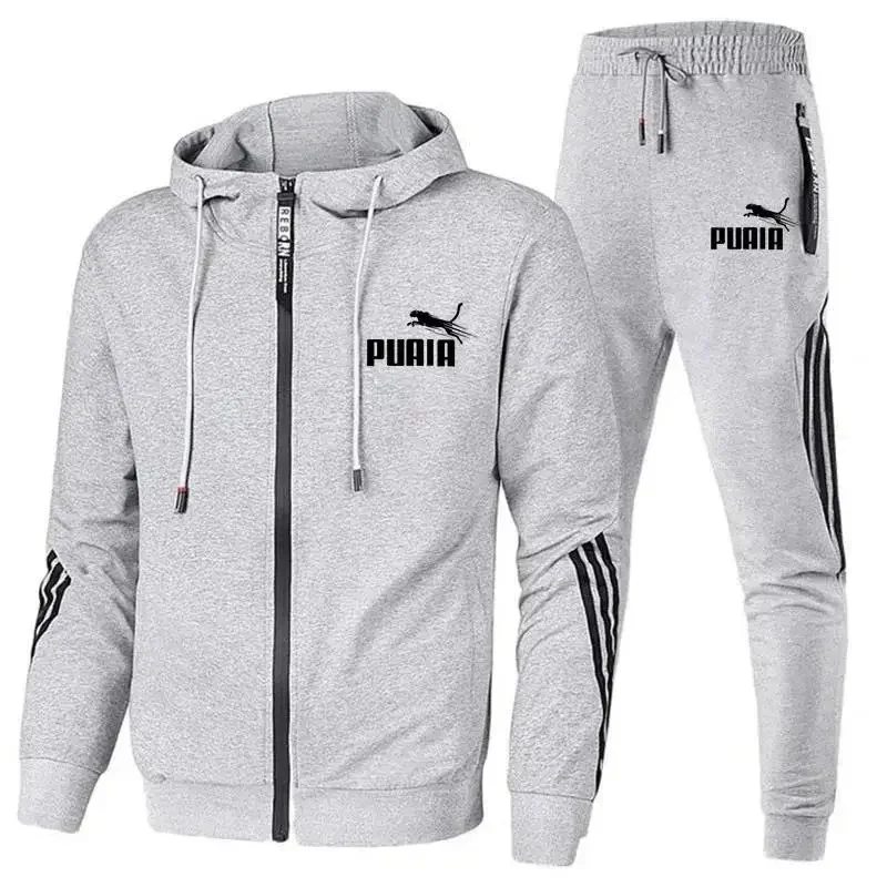 Mode Trainingspak Mannen Pak Herfst Nieuw Vest Jas Met Rits + Joggingbroek Streep Running Fitness Basketbal Jogging 2-delige Set