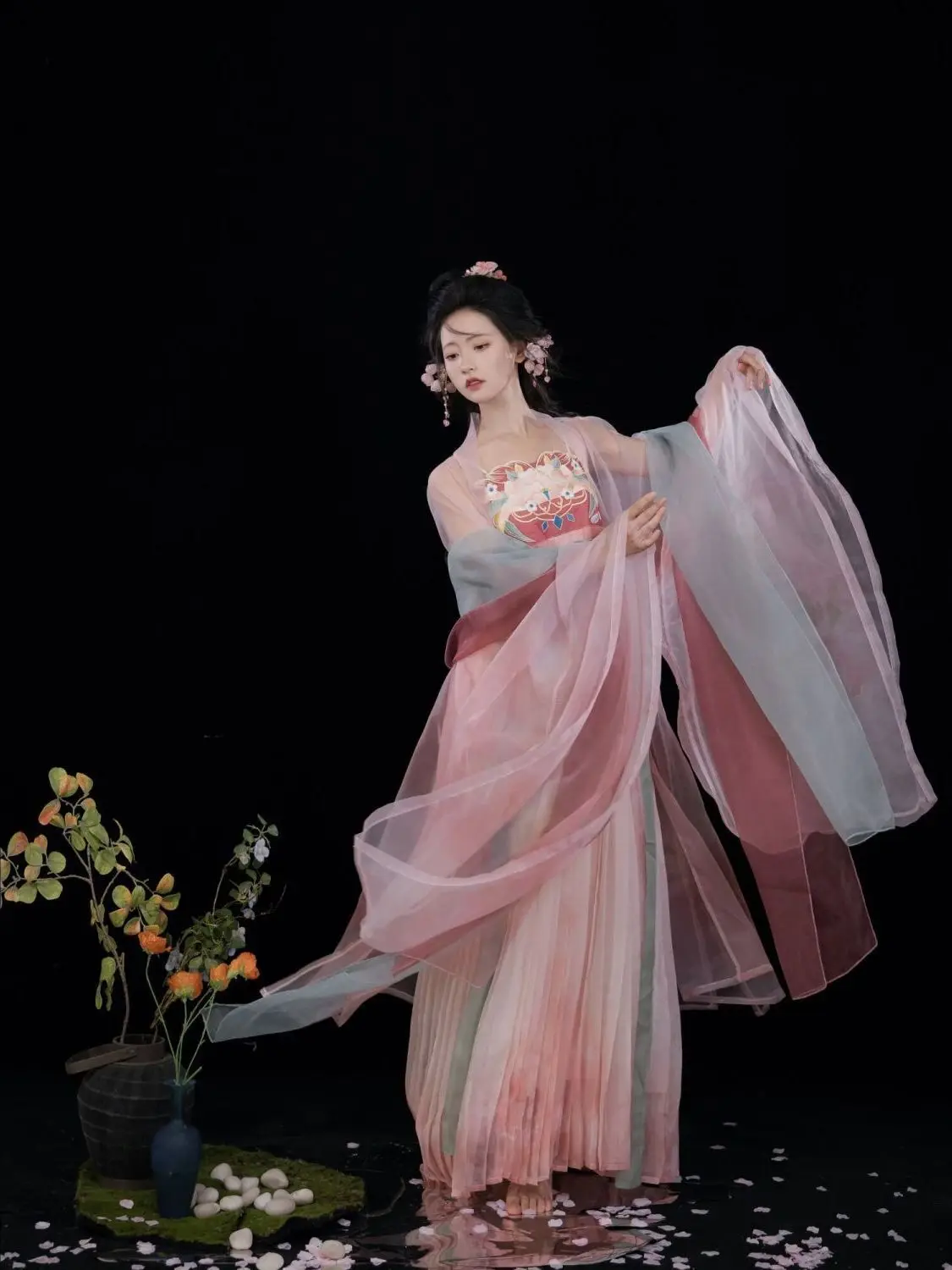 Hanfu-Jupe Hezi brodée de la dynastie Tang pour femmes, vêtements de danse classique, costume de cosplay de style chinois