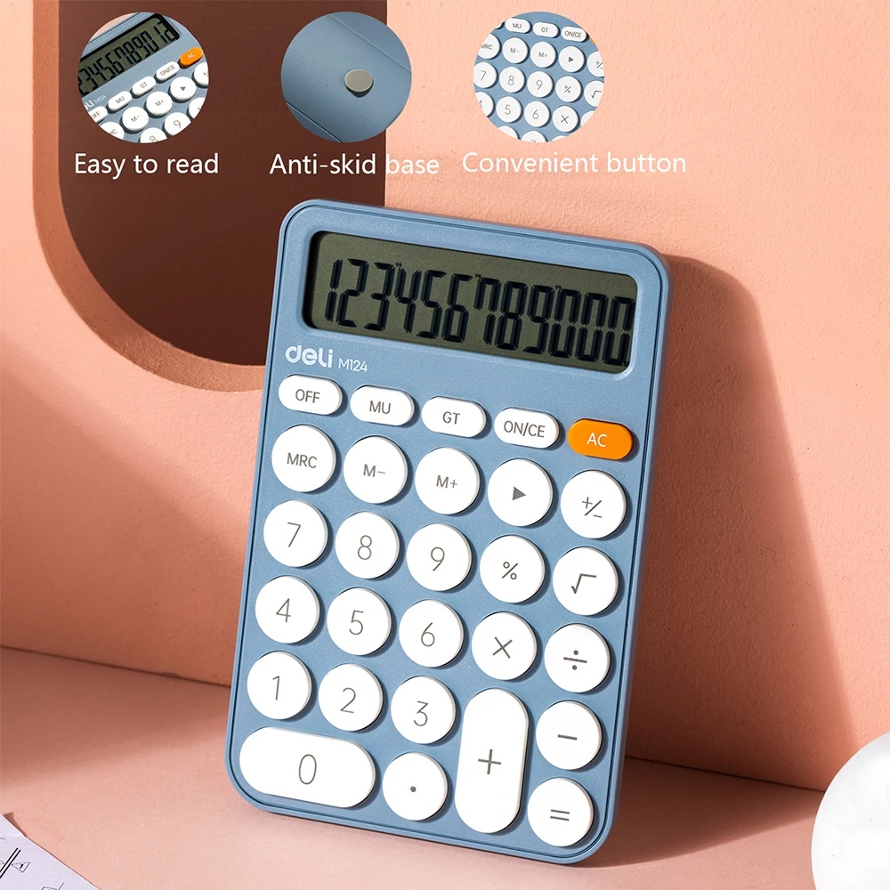 Deli 12 Digits Electronic Calculator Solar Calculator Calculator for Office School Financial Accounting Tool Financial Equipment