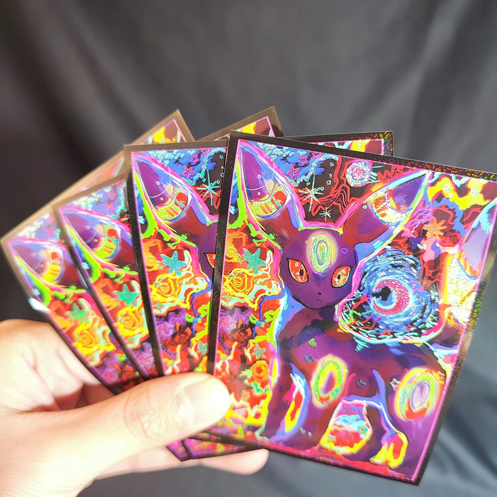 50PCS 66*91mm Holographic Anime Cards Sleeves Board Game Trading Card Protector Perfect Fit PTCG Card