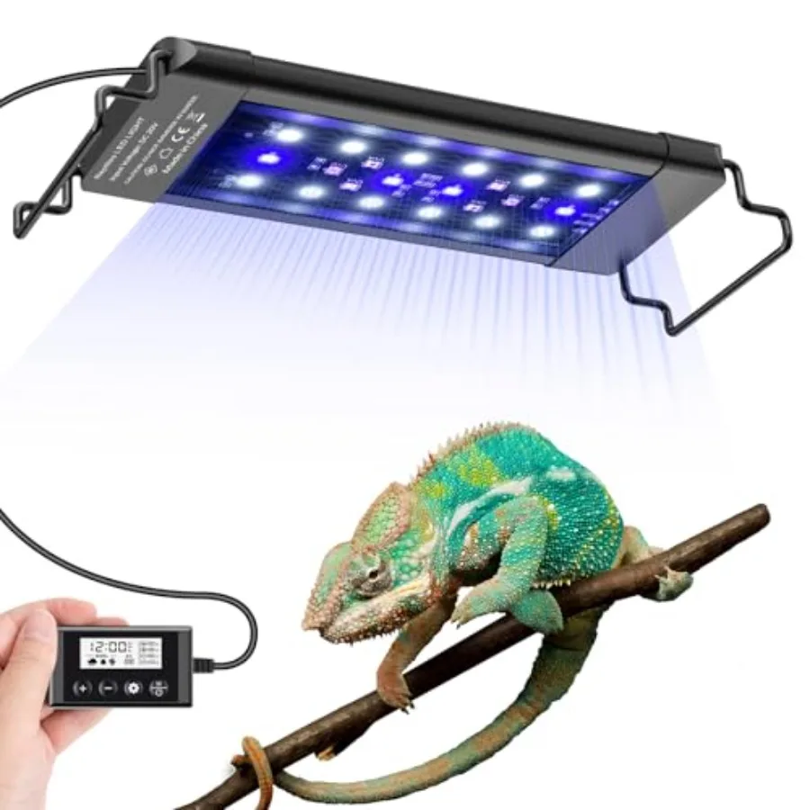 

【Spot goods】8-Inch LED UVA UVB Light for Reptiles with Controller Full Spectrum UVA and UVB Reptile Light with Auto 24-Hour Cyc
