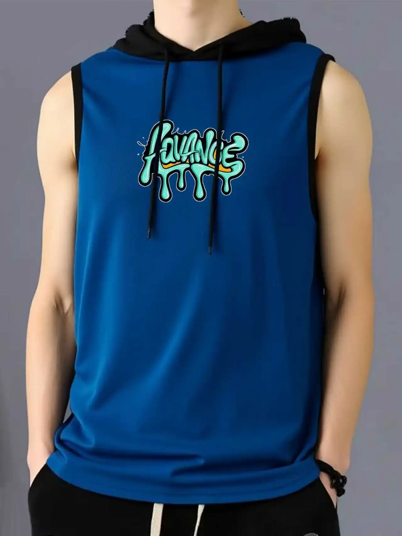 

Men's Summer New Fashion Street Art Sleeveless Hoodie Comfortable Top T-shirt Casual Fitness Vest