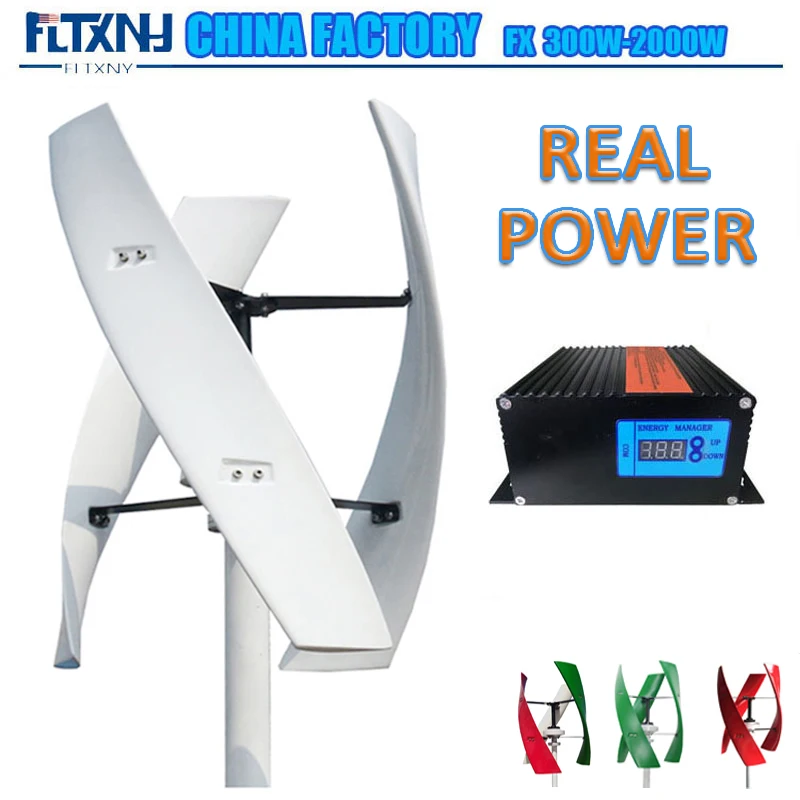 Casa Vertical Eixo Gerador de Turbina Eólica com Controlador Mppt Vertical Baixo Ruído Moinho Farm 600w 800w 1kw 2kw 12v 24v 48v