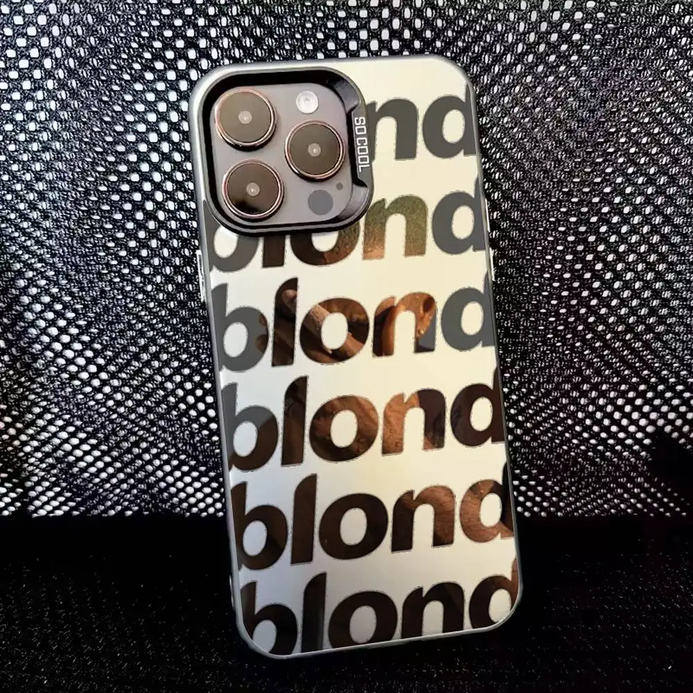 حافظة هاتف المغني فرانك بلوند أوشنز لهاتف آيفون 16,15,14,13,12,11,8,7,Pro,Max,Plus,Mini,XS,SE مضادة للسقوط باللون الأسود غير اللامع