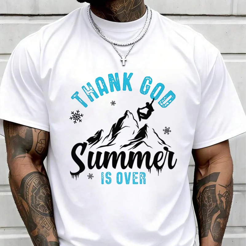 Thank God Summer Is Over Creative Print T Shirt Summer Short-sleeved Casual Tee Men Women Streetwear Loose T-shirt Clothing