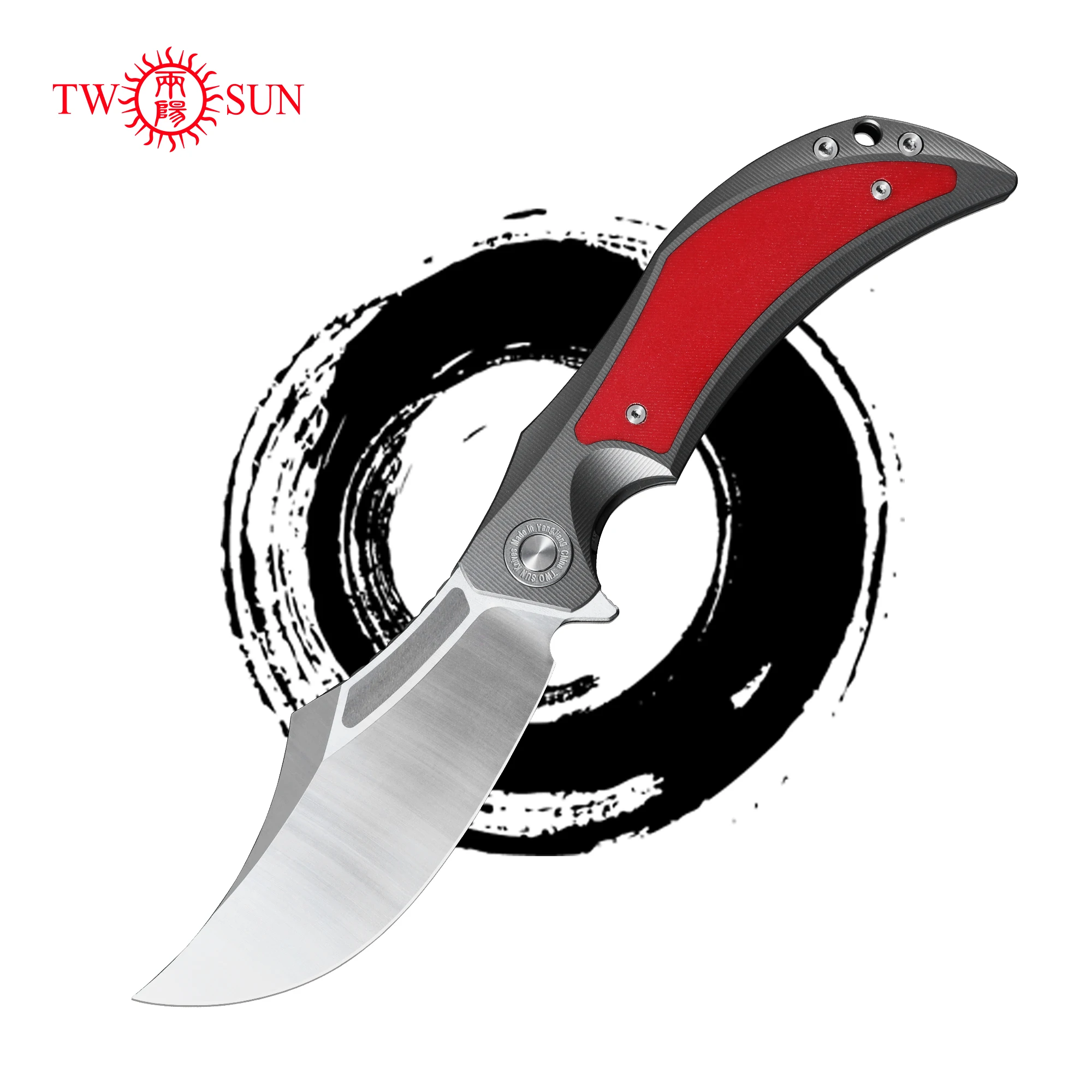 TWOSUN TS209 Folding Knife Persian Point D2 Steel Blade Titanium Handle Inlay G10 Pocket EDC Tool Survival Camping Hunting