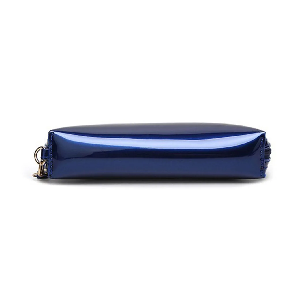 

Handheld Makeup Bag Pu Waterproof Zippered Organizer Travel Toiletry Pouch Stationery Storage Case Blue