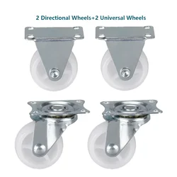 Lightweight white PP swivel casters with two fixed wheels and two rotating wheels - industrial material handling tool