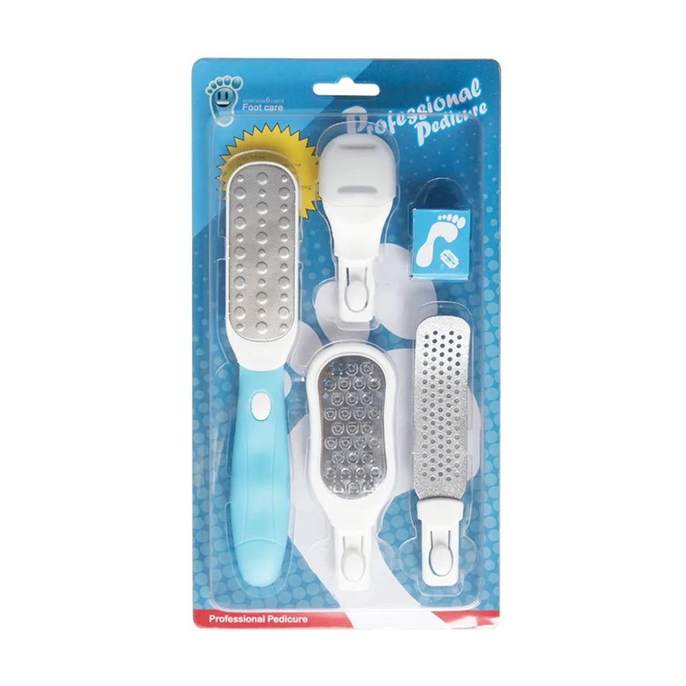 Ferramentas de pedicure doméstica arquivo de placa de pé de aço inoxidável 5 peças moagem pé pele calcanhar remover calos artefato raspador de pé