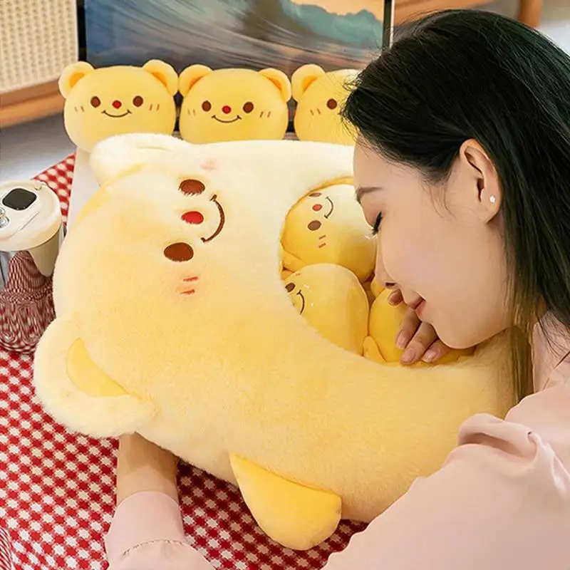 Cute Bag Of Plushies A Bag Of Animal Snack Pillow Soft Lovely Novelty Simulation Snack Plush Toys With 6 Little Animal Dolls For