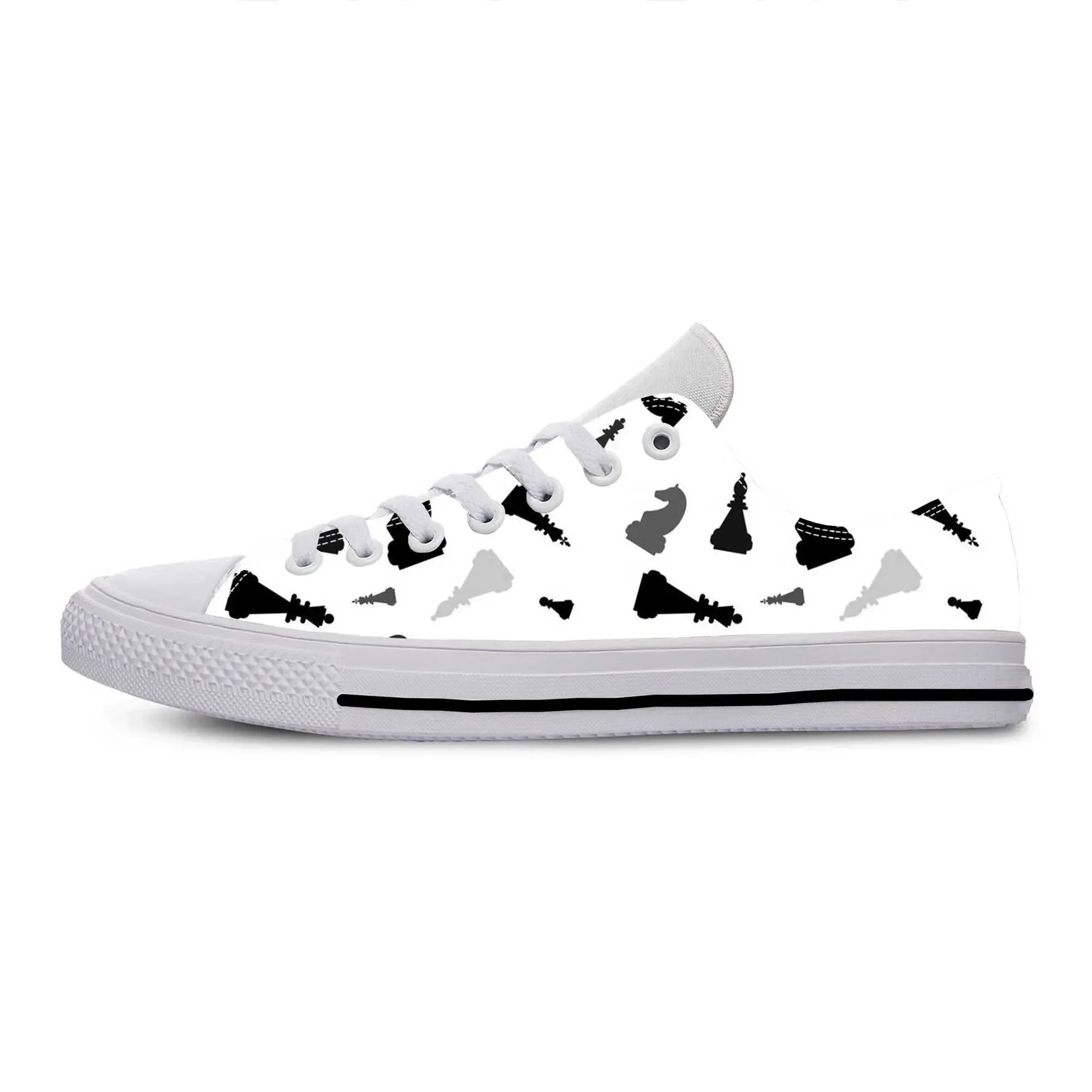 Hot Checkmate Chess Pieces Board Pattern Aesthetic Casual Cloth Shoes Low Top Comfortable Breathable 3D Print Men Women Sneakers