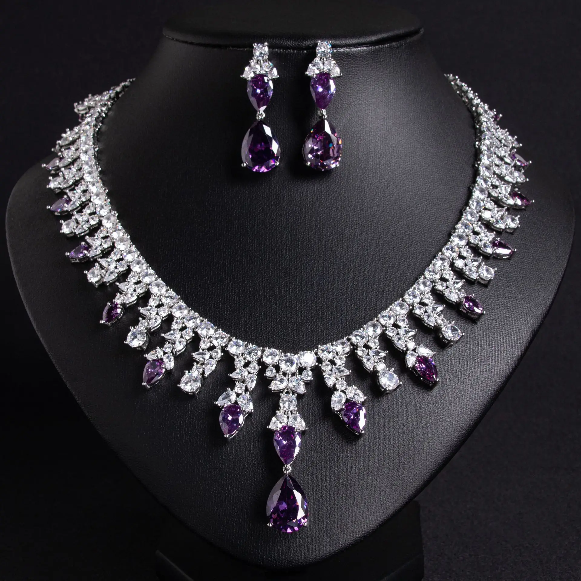 Arabia Saudita popping glitter nappe collana orecchini pendente donne abito da sposa gioielli set accessori festa di nozze M-252