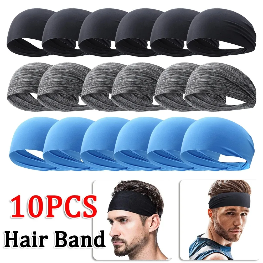 10-1PCS Sports Sweatband Breathable Sweat Absorbent Headband Soft Smooth Outdoor Sport Yoga Headband Hair Head Band