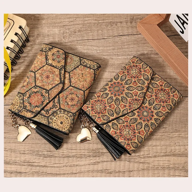 Cork Pattern Wallet Compact Fashion Coin Purse Leather Card Holder Rustic Women'S Wallet For Anniversary Gift Holiday Gift