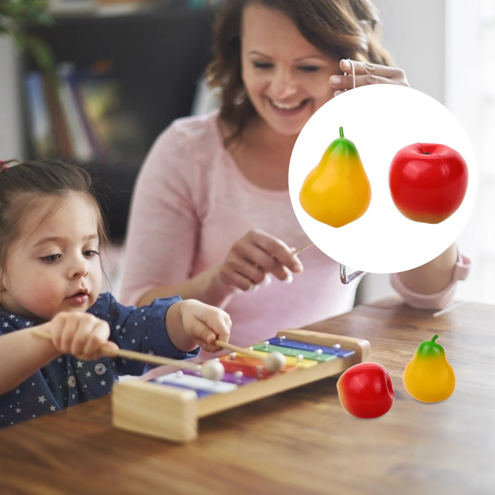 

2Pcs Fruit Shaker Musical Maraca Percussion Instrument Sturdy Material Early Learning Educational Instrument for Children
