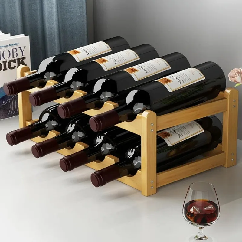 

Simple Wine Rack Display, Home Cabinet Storage Rack, Solid Wood Display Holder, Bar Wine Rack for Practica Storage