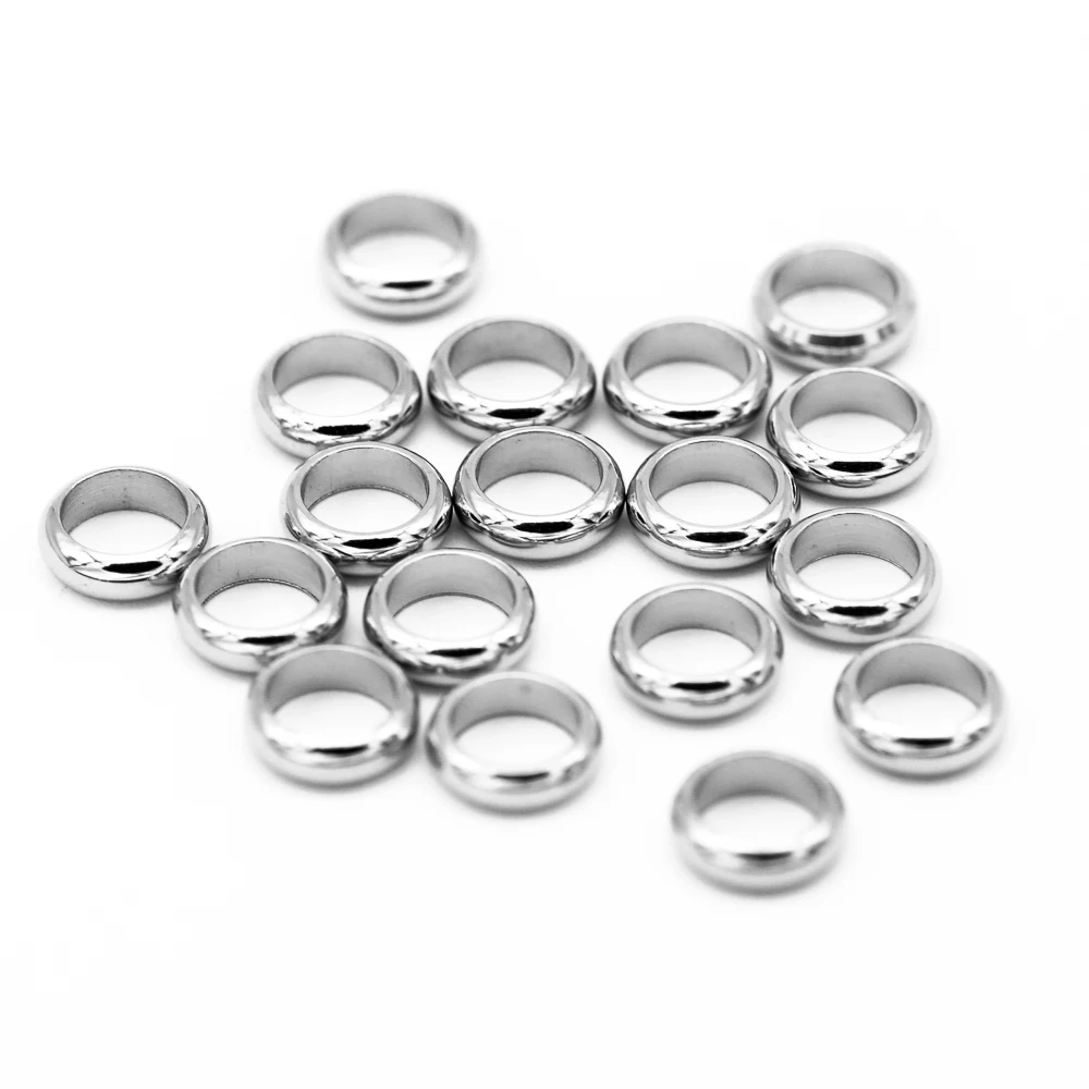 50pcs/lot Hole Size 2/3/4/5/6/8mm Stainless Steel loose beads Spacer Beads Positioning Beads for DIY Necklace Bracelets Finding