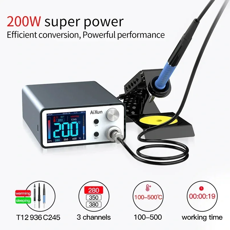 AIXUN T3A Intelligent Soldering Station with Electric Soldering Iron T12 T245 Handle Welding Tip for PCB Mohterboard Repair Tool