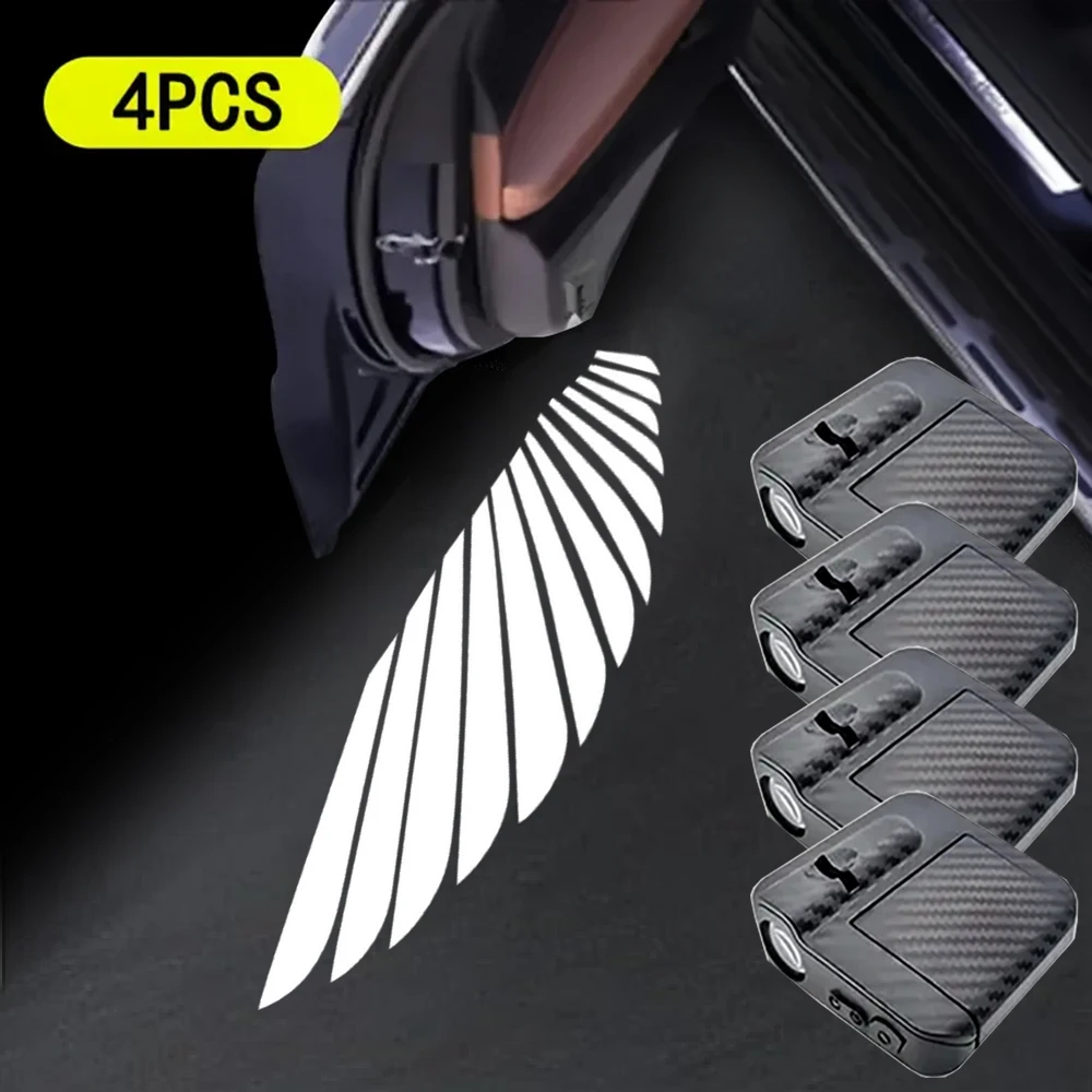 

4pcs Car Door Lights - White Angel Wings Logo Projector - Suitable for all brands of car angel wings LED door welcome lights