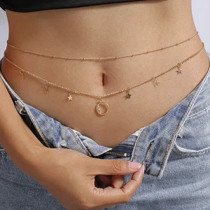Einfache Doppelschichtkabelkette für Damen, Bauchgürtel, modische Körperschmuck, Frühlings- und Sommergeschenke 6 Hauptverkaufstanzlagerung Fußkettchen - №6