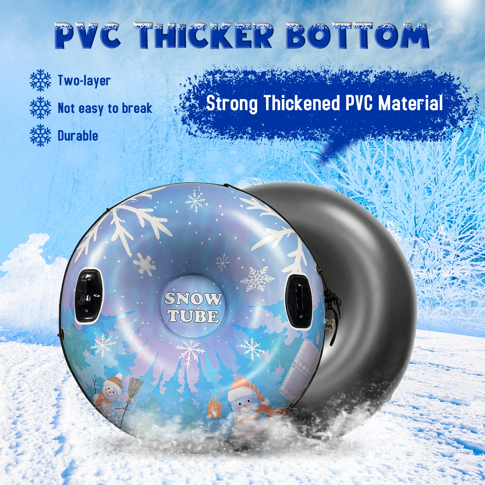 Inflatable Ski Ring PVC Sledding Tube Thicken Snow Tubing Winter  Tube with Handle Inflatable  Snow  Tube for Adults
