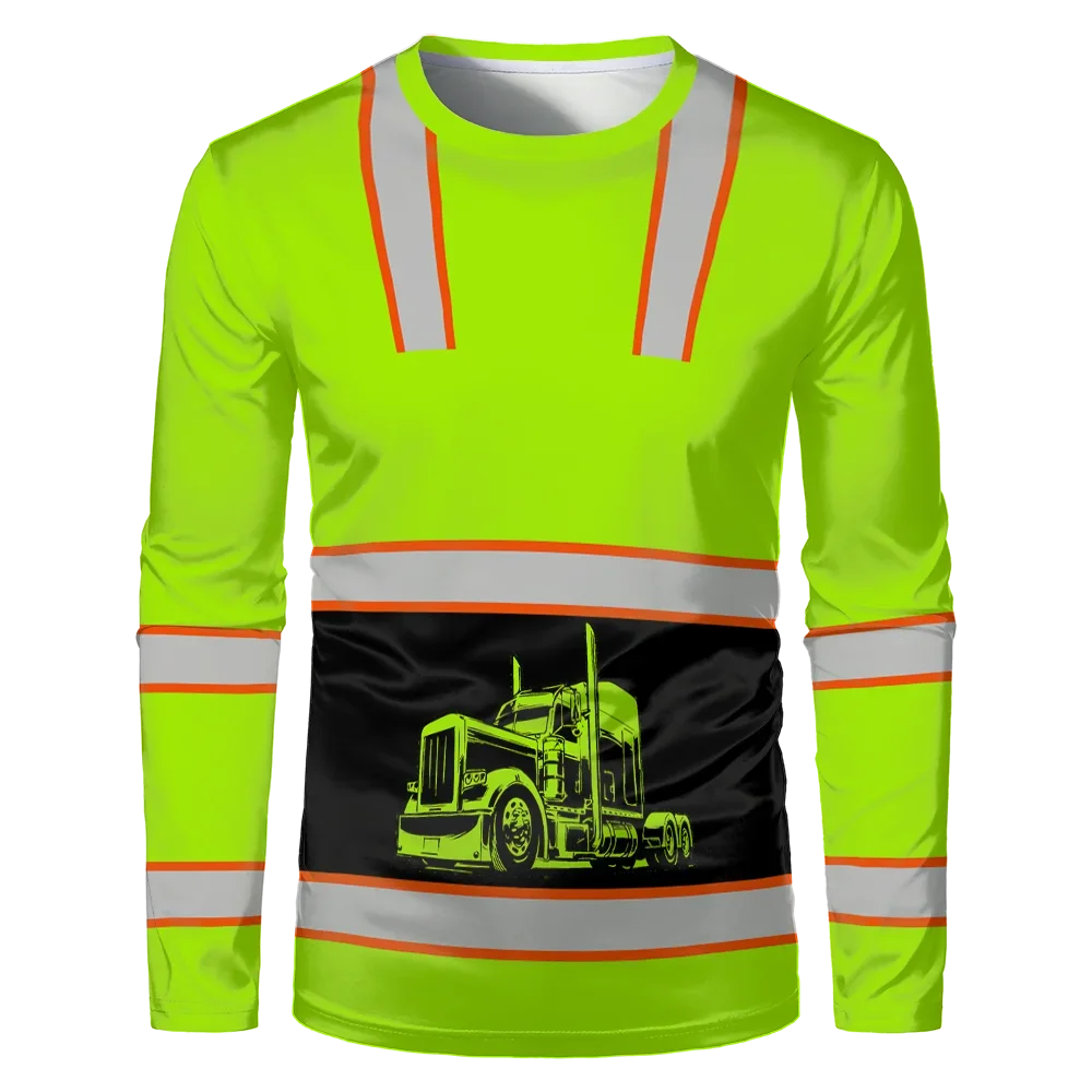 ملابس عمال البناء، تي شيرت كلاسيكي فضفاض برقبة دائرية، قميص بأكمام طويلة، ملابس عمل مريحة تسمح بمرور الهواء #1