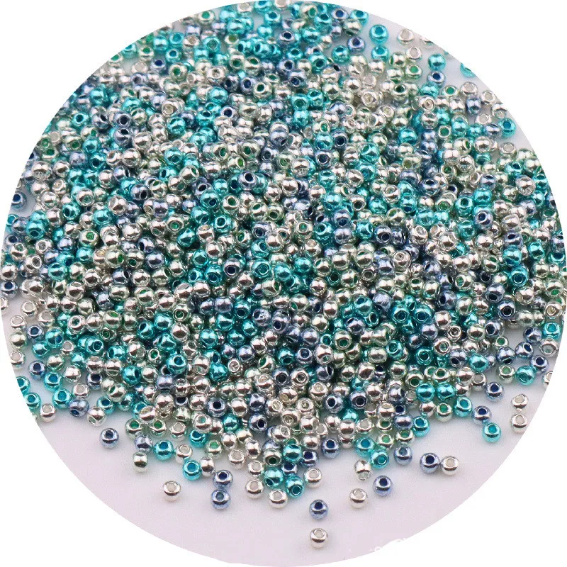 2022New1000cps2mm electroplated rice beads, uniform 11/0 metallic glass beads, DIY handmade beads loose beads