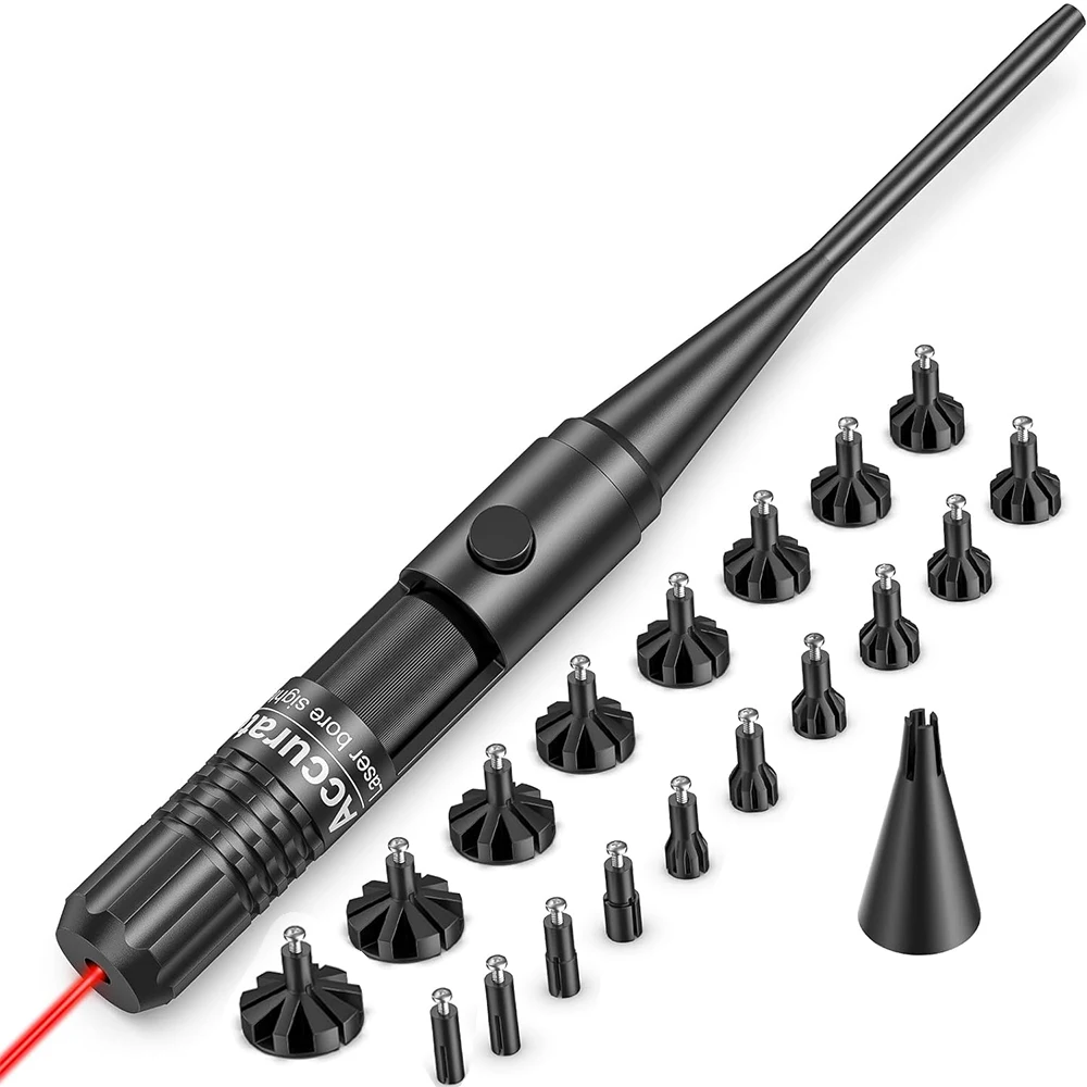 Red Laser Bore Sighter Kit Green Laser for .17 to 12GA Multiple Caliber Universal Bright Sighter with Big Press Switch