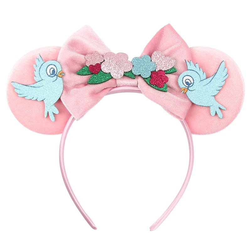 Bandeau de princesse Minnie Mouse, 1 pièce, couronne d'oiseau mignon, décoration, cerceaux pour cheveux, nœud scintillant, fête sur le parc à thème, cadeaux parfaits