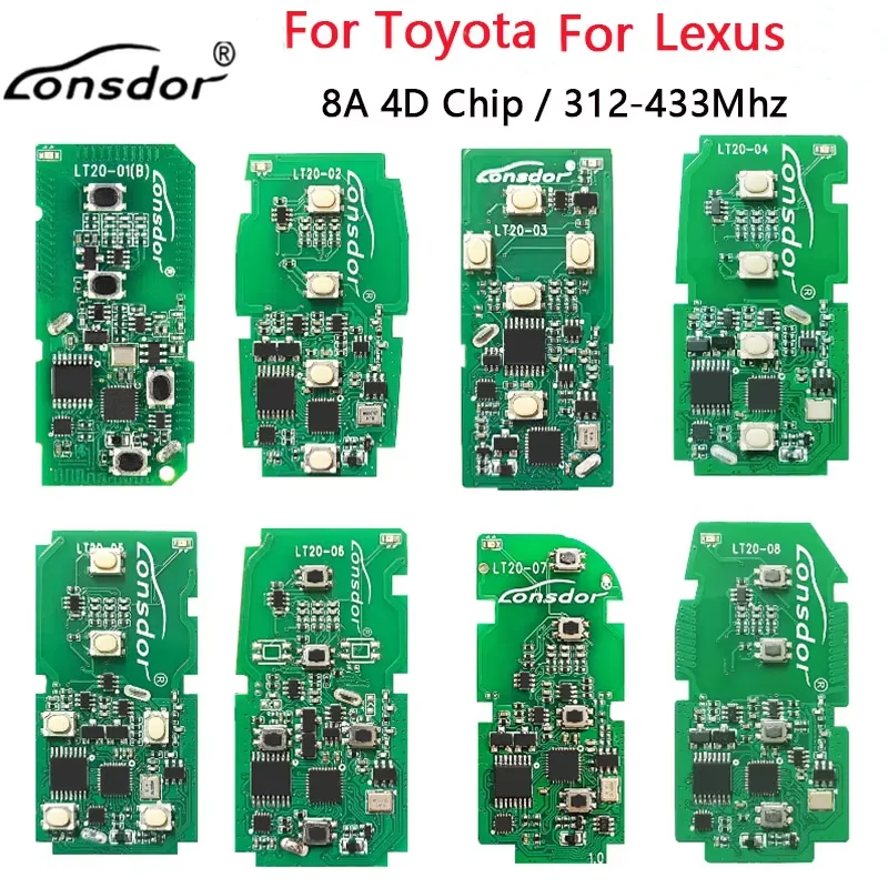 

Lonsdor LT20 Car keys 8A+4D BA Chip Universal PCB Circuit Board for Toyota for Lexus 312-434Mhz Support K518 K518ISE KH100+