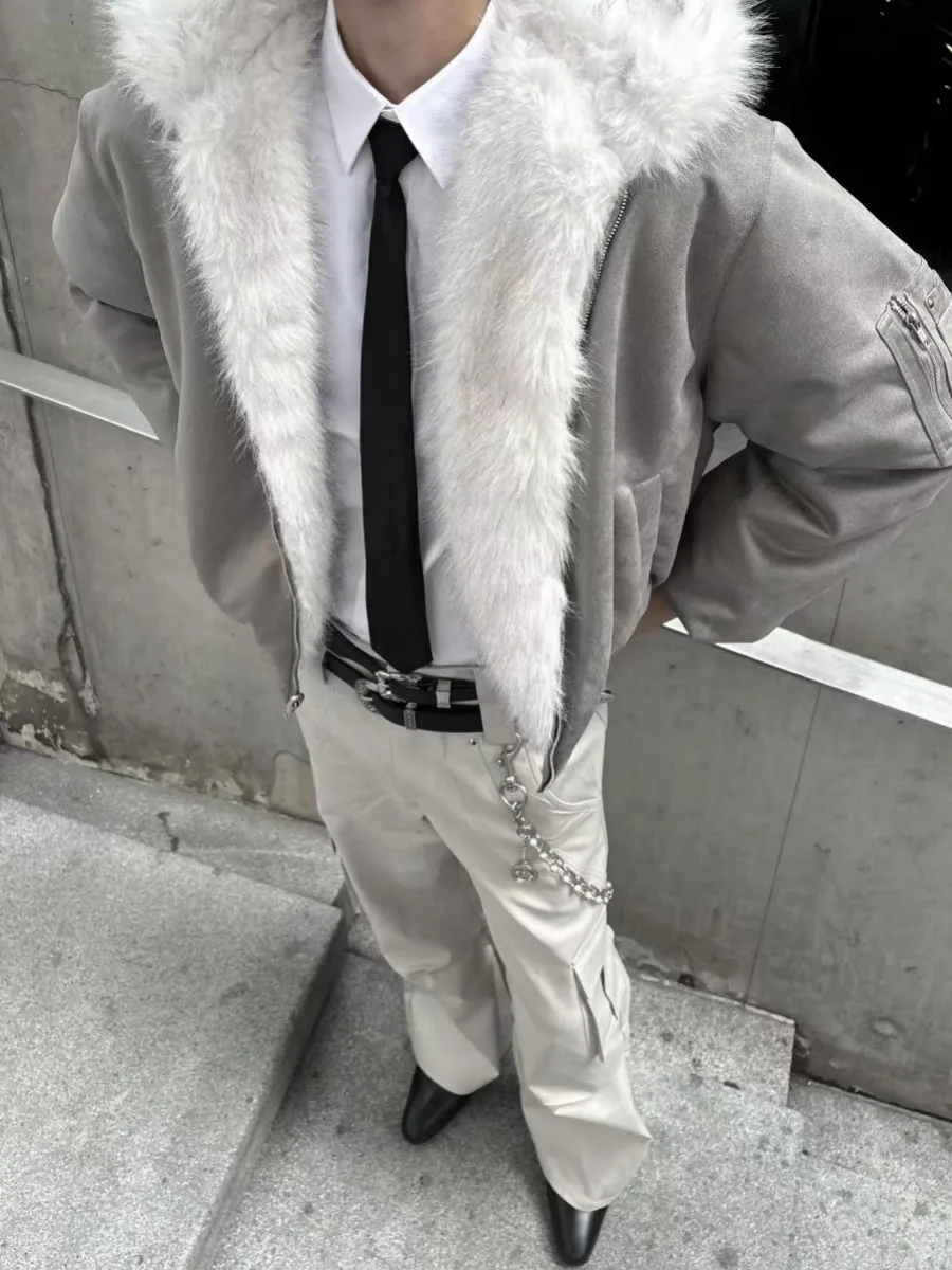 American Sle Roupa Dupla Face Mountain Eagle Thiened Flight Jaet Cleanfit Camurça Pesada Desgaste Bidirecional Pele Algodão Co...