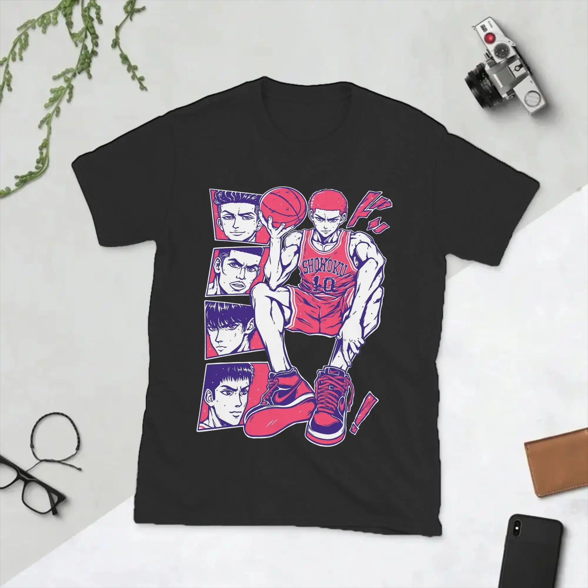 Shohoku Slams Dunks Anime Men T Shirt  Novelty Tees Short Sleeve Crewneck T-Shirts 100% Cotton Summer Clothes
