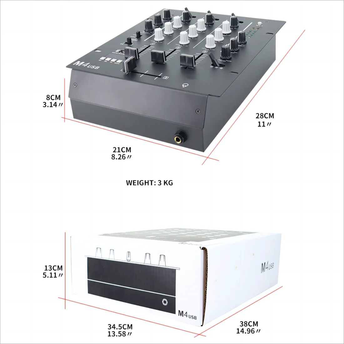 M4 USB المهنية 4-قناة DJ خلاط مع USB SD LCD 3 قناة Dj خلاط تحكم الصوت الرقمي خلط وحدة التحكم
