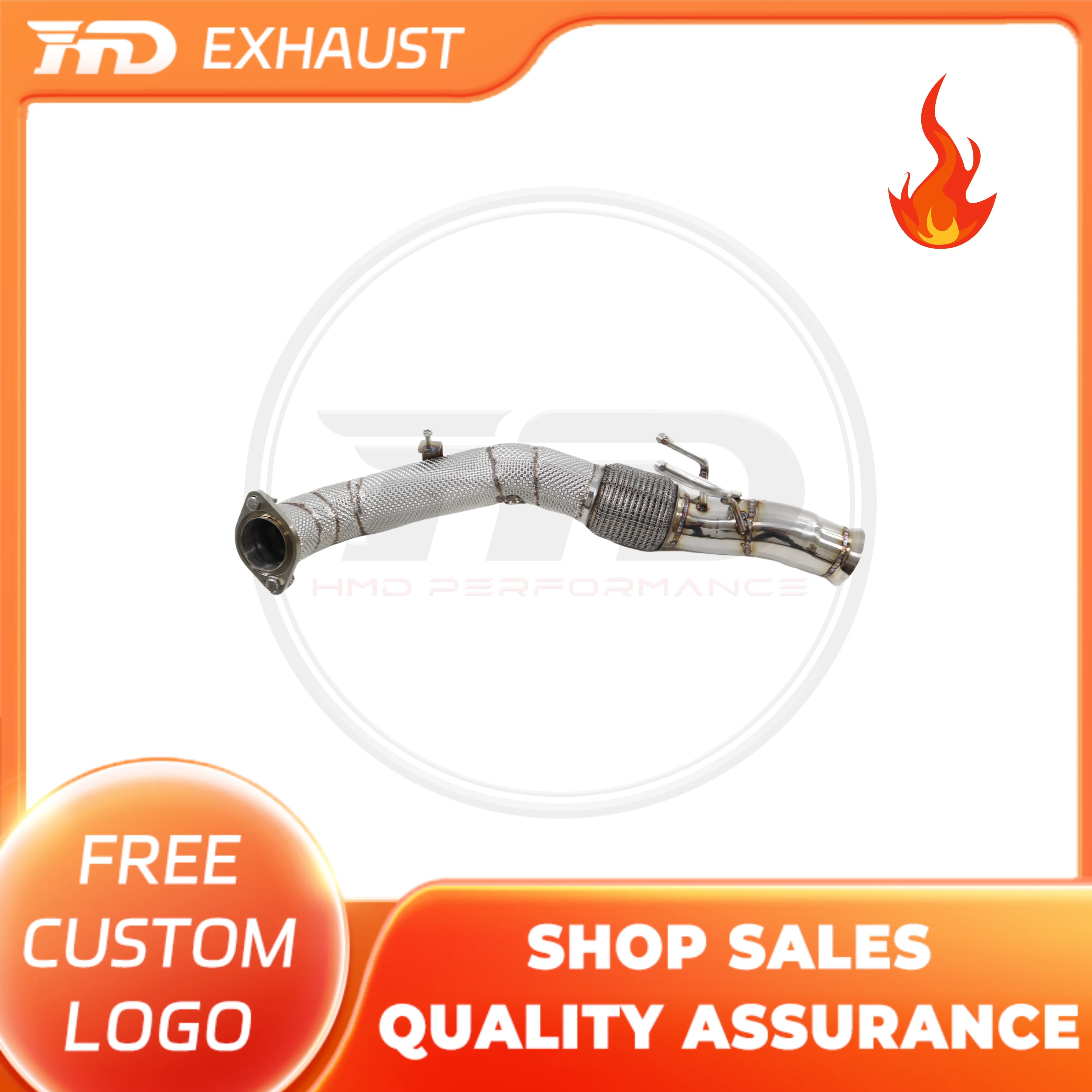 

HMD Hot Sales Stainless Steel Downpipe for Ford RS 2.3T High Performance Racing Pipe Exhaust System With Heat Shield