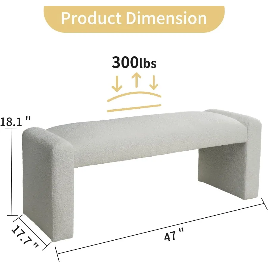 47 moderne, met stof beklede bedbank met massief houten frame, veelzijdige inkombank en voetensteunkruk voor slaapkamer en
