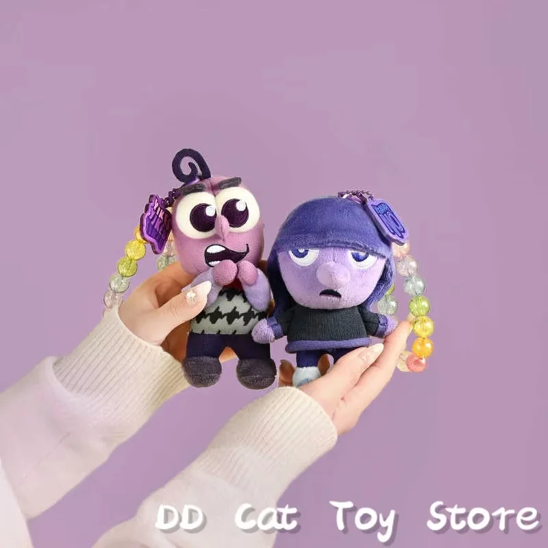 En Stock, 2 bolsas genuinas de Disney Inside Out, llaveros de felpa, colgantes de figuras, adornos de bolsa, figura Kawaii Joy Anger Disgust Sadness