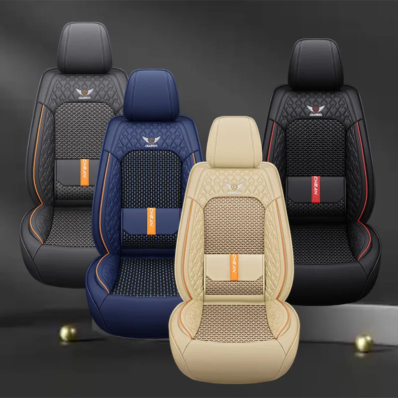 

1pc Car Seat Covers with Built-in Lumbar Support - Breathable Mesh and Premium PU Leather Combination Fit for Most Sedans & SUVs