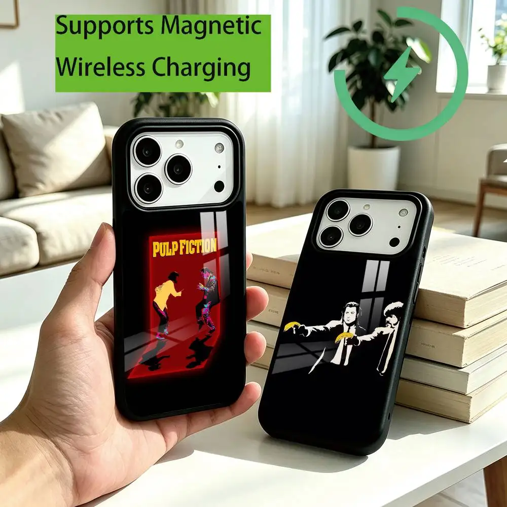 M-Movie P-Pulp Fiction Phone Case For iPhone18,17,16,15,14,13,12,11 Plus,Pro Allows magnetic wireless charging Gift