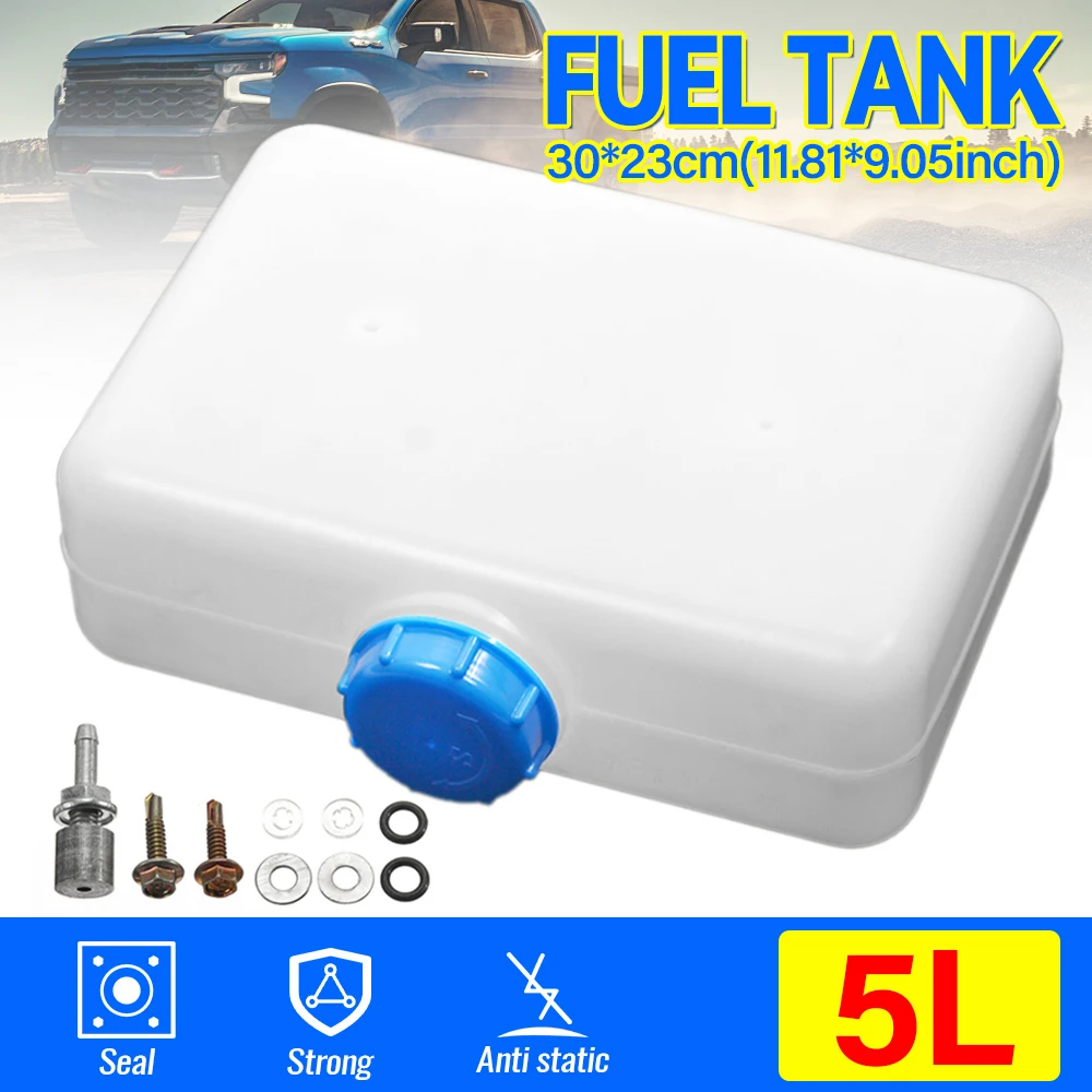 Réservoir de carburant en plastique 5L, réservoir d'essence pour moteur, réservoir d'eau Portable pour voiture, camion, chauffage de stationnement, pièces automobiles de grande capacité