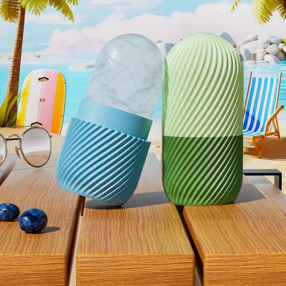 Rodillo facial de hielo, rodillo Lce para aliviar la hinchazón de la cara y los ojos, contorno FacialMassager y mejorar el cuidado de la piel y el brillo, 1 ud.