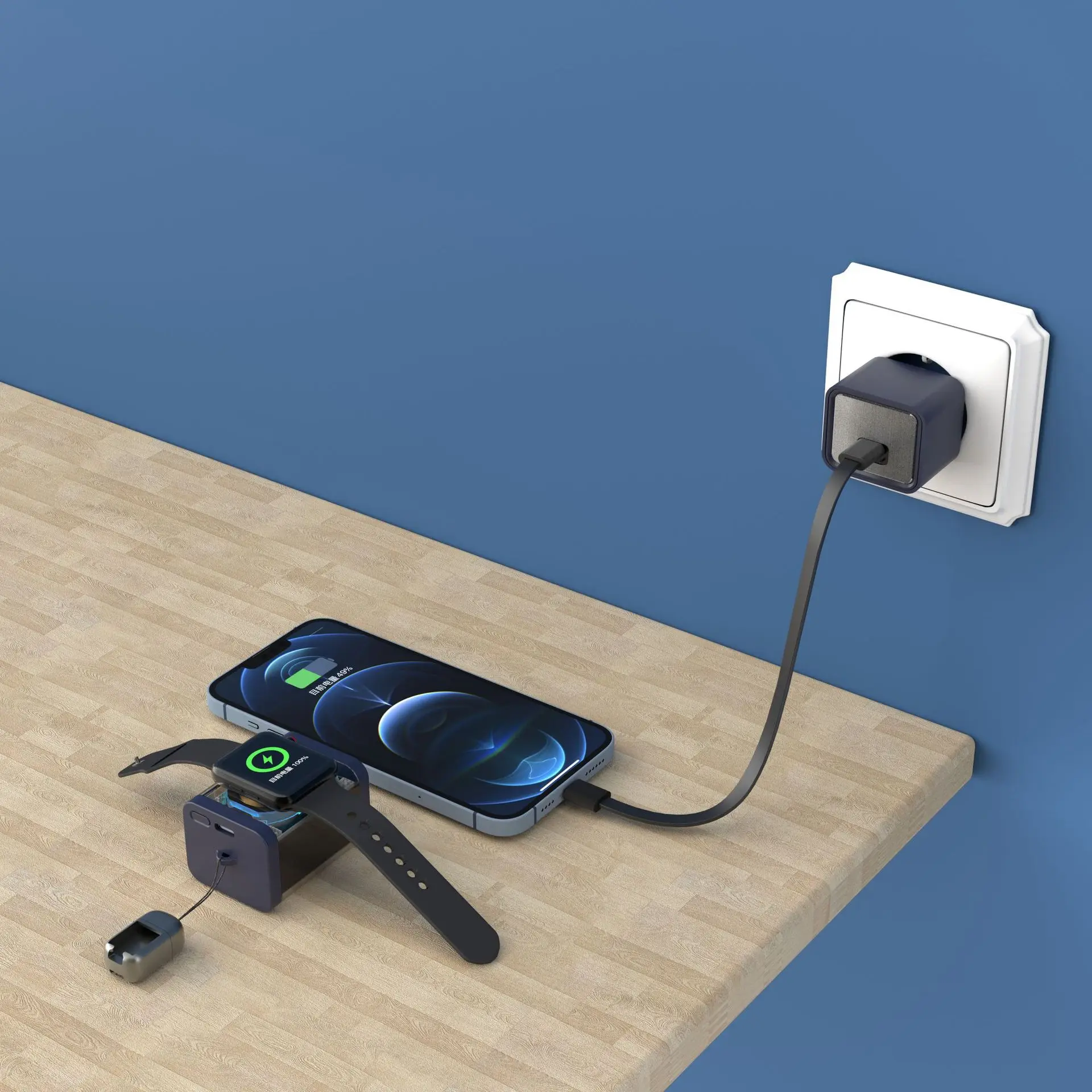 

FERISING 4IN1 Быстрое зарядное устройство GaN + внешний аккумулятор PD20W для Apple Watch iPhone16e Беспроводная магнитная зарядка 5200 мАч Power Bank