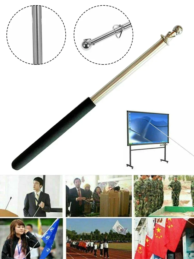 1.6 Meters Flagpole Stainless Steel Extendable Telescopic Pointer, Portable Pole Flag Waving Flagpole, Teaching Classroom Pointe