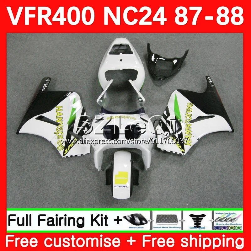 Body For HONDA VFR400R HANNSpree RVF VFR 400 R RR 400R CC 87 88 63No.12 VFR400RR NC24 VFR400 R V4 RVF400R 1987 1988 Fairings