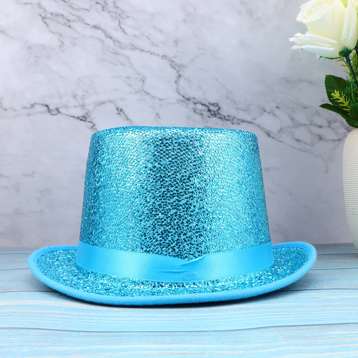 قبعة الترتر الخضراء أداء الحفلات التنكرية قبعة الساحر تنفس لينة سباركلي قبعة لامعة الترتر قبعات الحفلات للبالغين #2