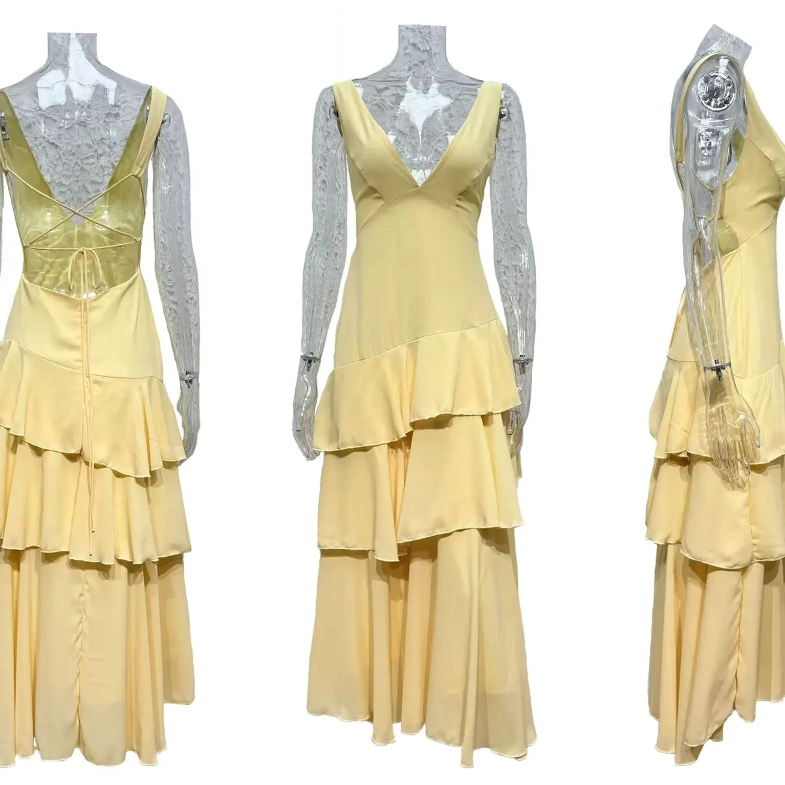 "Summer Fashion Women Sexy V-neck Knit Mid- Calf Dress Long Dresses Silm Fit Cake Shirt Coquette Casual Y2k Clothes"