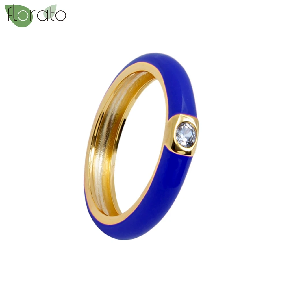 Premium Gold Überzogene Bunte Emaille Engagement Ringe für Frauen Mode Hochzeit Luxus Schmuck Party frauen Zubehör