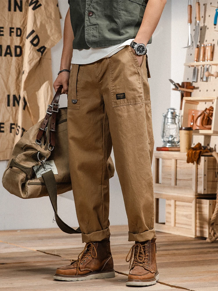 

Men's Straight Leg Casual Pants Spring Autumn Versatile Wide Leg Waed Retro ket Workwear Loose Fit Casual Long Trousers