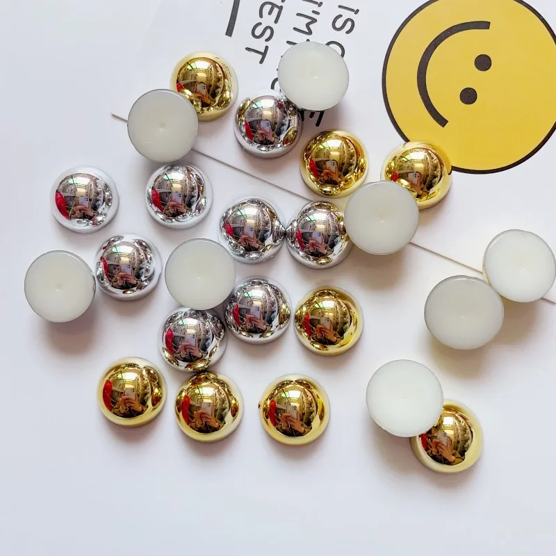 30pcs Round Resin Patch Golden Silvery Color Flat Back Cabochon for Phone Case Shoes Hair Clip Scrapbook DIY Jewelry Accessories
