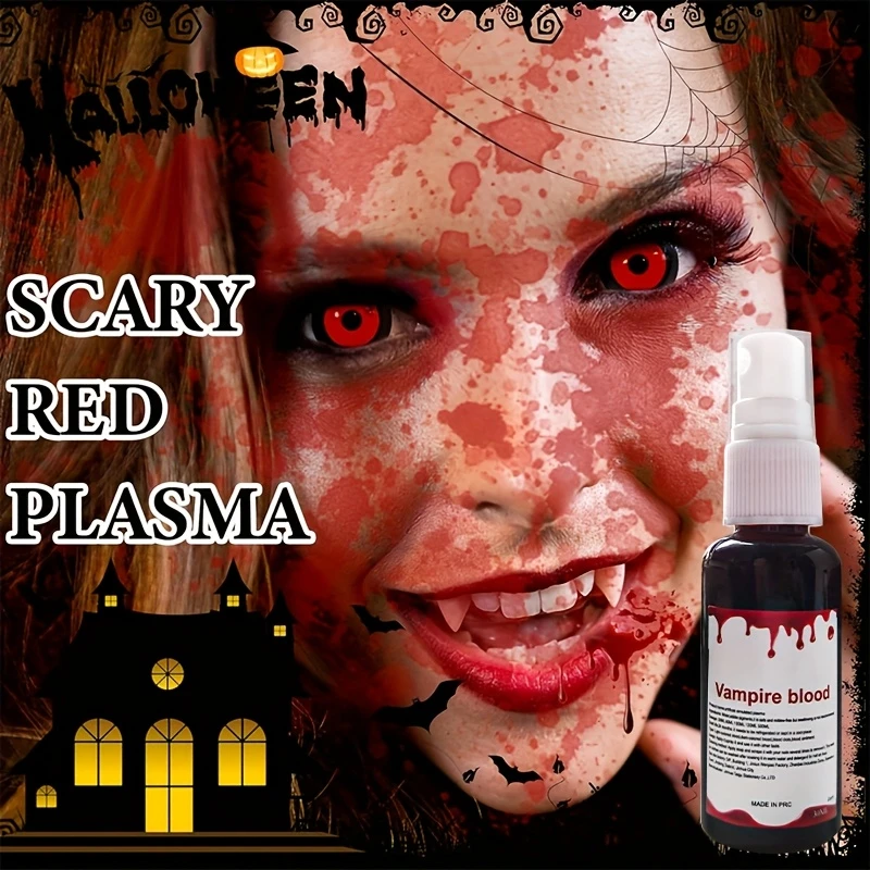 30ml Fake Blood Spray,Realistic&Washable SFX Spray Set,Washable Fake Blood Spray Makeup for Vampire, Party Zombie Costume Effect