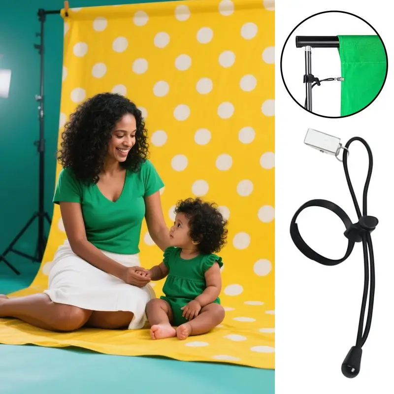 Backdrop Clips 2 Pieces Backdrop Clips With Stretchy Cords Wide Leg Trousers Matching Tool Tablecloth Tightener For Commuting